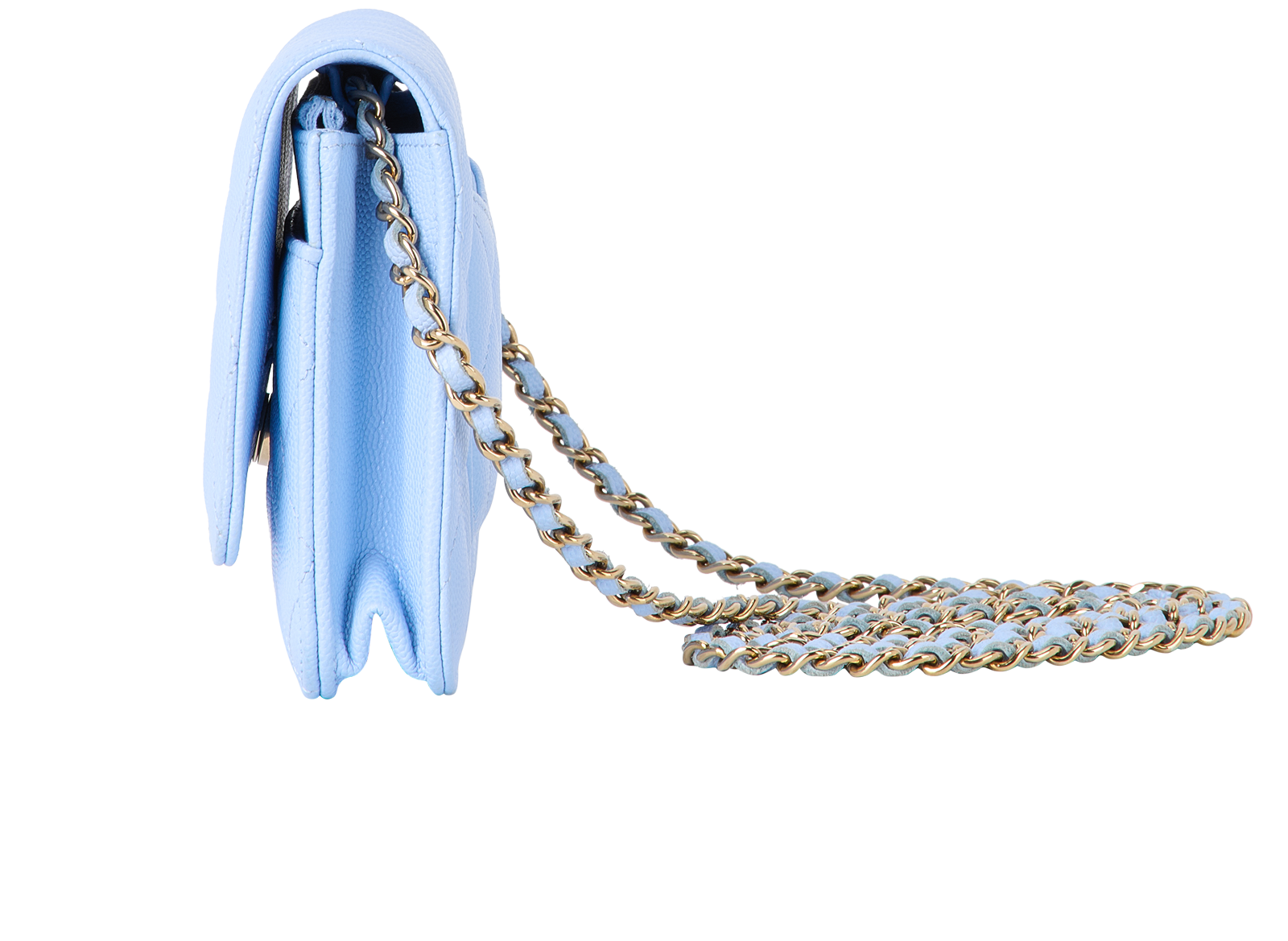 Wallet On Chain, &pound;1,800, Handbags, Blue, Caviar Leather, Bottom view